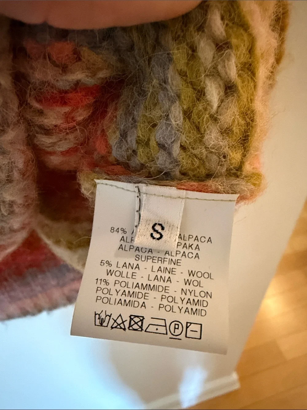 Daniele Fiesoli Italia Collezione N.01 Alpaca Wool Pink Red Green Sweater Vest S - Picture 6 of 8